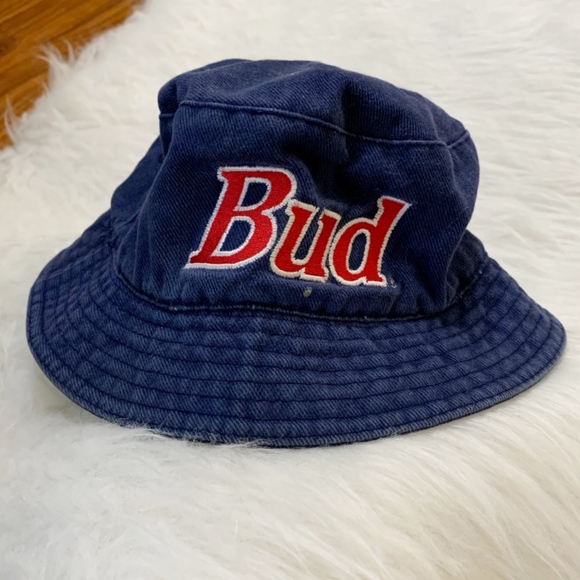 Budweiser Accessories - Vintage 90's Budweiser BUD Navy blue bucket hat